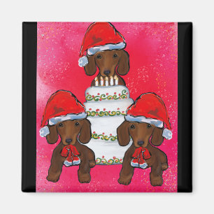 Rote Dackeln Weihnachten Magnet