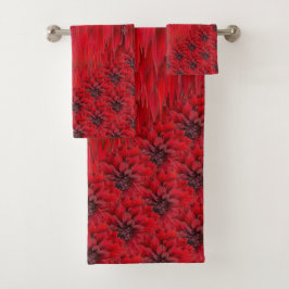 Rote Dahlien im gotischen Stil Badhandtuch Set