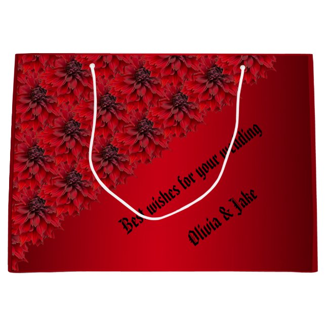 Rote Dahlien im gotischen Stil - personalisieren S Große Geschenktüte (Vorderseite)