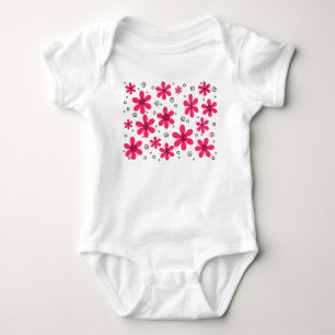 Rote Daisy-Blume im Retro-Hintergrund Sommer Baby Strampler