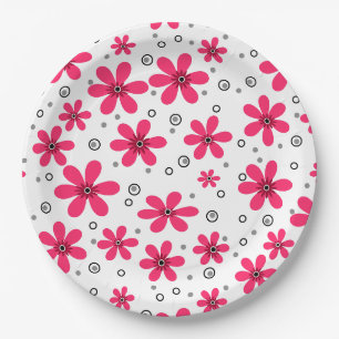 Rote Daisy-Blume im Retro-Hintergrund Sommer Pappteller
