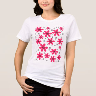 Rote Daisy-Blume im Retro-Hintergrund Sommer Tri-Blend Shirt