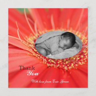 Rote Daisy Flower Child Danke Baby-Ankündigung Einladung