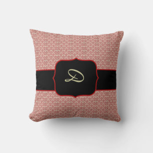 Rote Damask Monogram Kissen