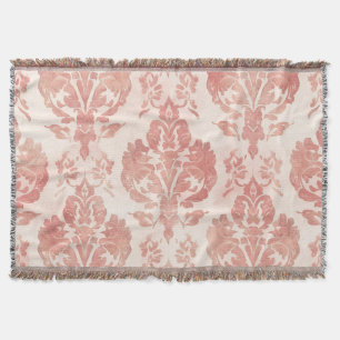 Röte Damast Aquarell Blumen Vintage Muster Decke