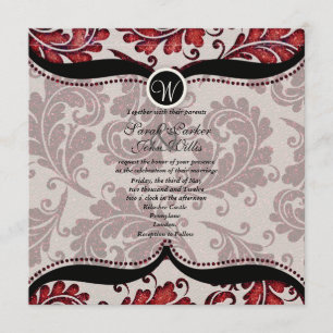 Rote Damast-Paisley-Hochzeit laden ein Einladung