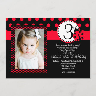 Rote Dame Bug Party Birthday Invitation Einladung