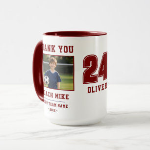 Rote Dankeschön-Trainer-Teamname-Nummer-Foto-Tasse Tasse