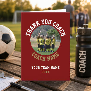 Rote Dankeschön-Trainerkarte Teamname Foto Dankeskarte