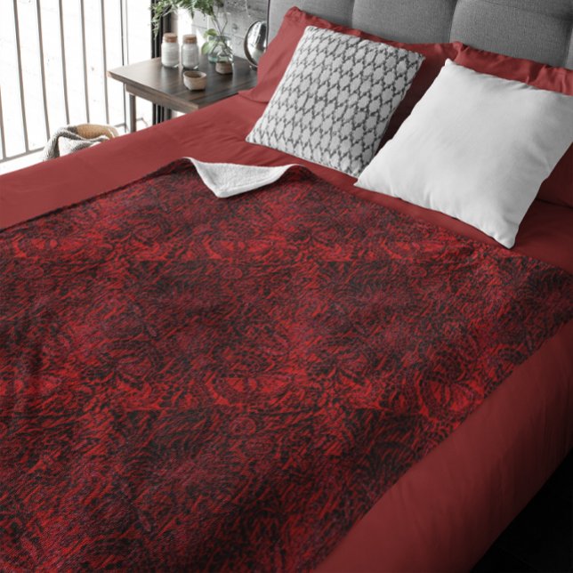 Rote dekorative Blume Design Klein Fleecedecke (Red Decorative Flower Fabric Design Small Fleece Blanket)