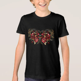 Rote dekorative Blume Holiday Boys T - Shirt