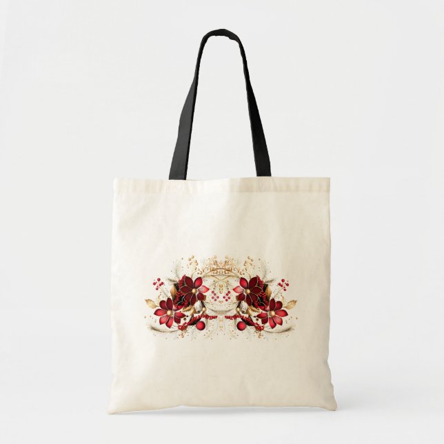 Rote dekorative Blume Holiday Tote Bag Tragetasche (Vorne)