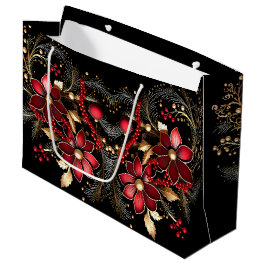 Rote dekorative Blume Weihnachtsgeschenktasche Große Geschenktüte