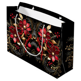 Rote dekorative Blume Weihnachtsgeschenktasche Große Geschenktüte