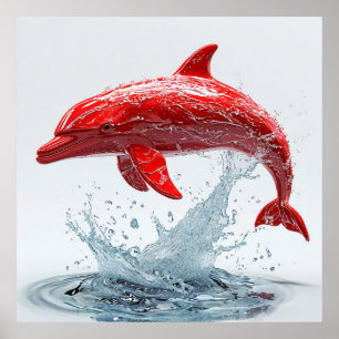 Rote Delfin-Kunst Poster