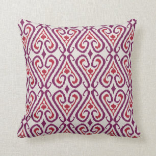 Rote des Chic bunte und lila ikat Damastmuster Kissen