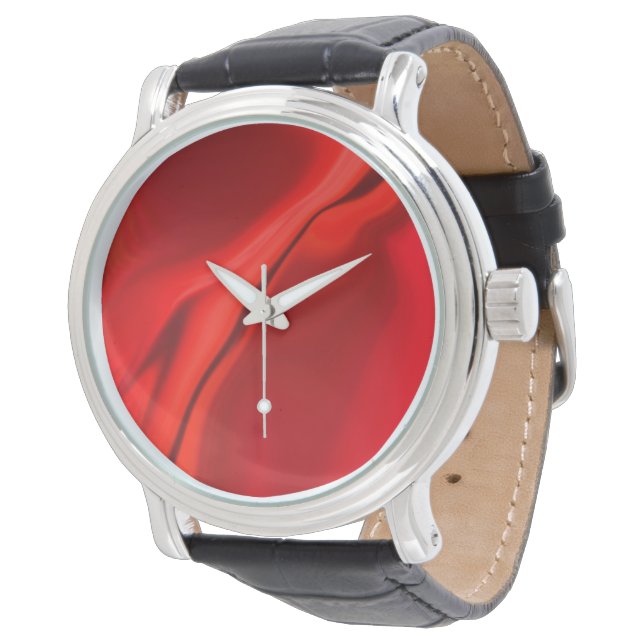 Rote Designuhr Armbanduhr (Schrägansicht)