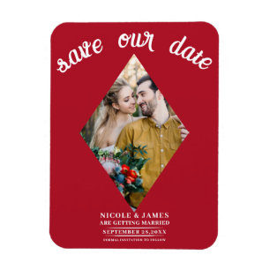 Rote Diamant-Foto-Hochzeit Termin vormerken Magnet
