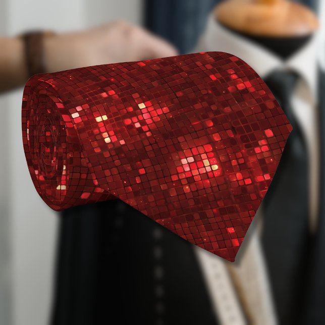 Rote Disco-Style-Quadrate Valentinsmuster Krawatte (Von Creator hochgeladen)