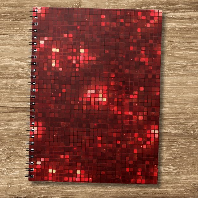 Rote Disco-Style-Quadrate Valentinsmuster Notizblock (Von Creator hochgeladen)