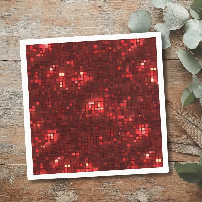 Rote Disco-Style-Quadrate Valentinsmuster Serviette (Von Creator hochgeladen)