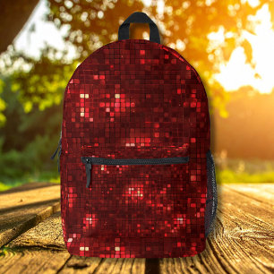 Rote Disco-Style-Quadrate Valentinstag-Muster Bedruckter Rucksack