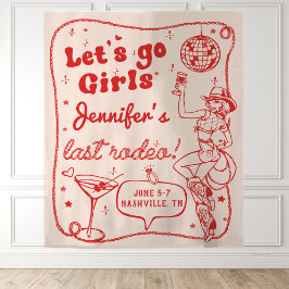 Rote Disko Cowgirl Rodeo Bachelorette Wandteppich