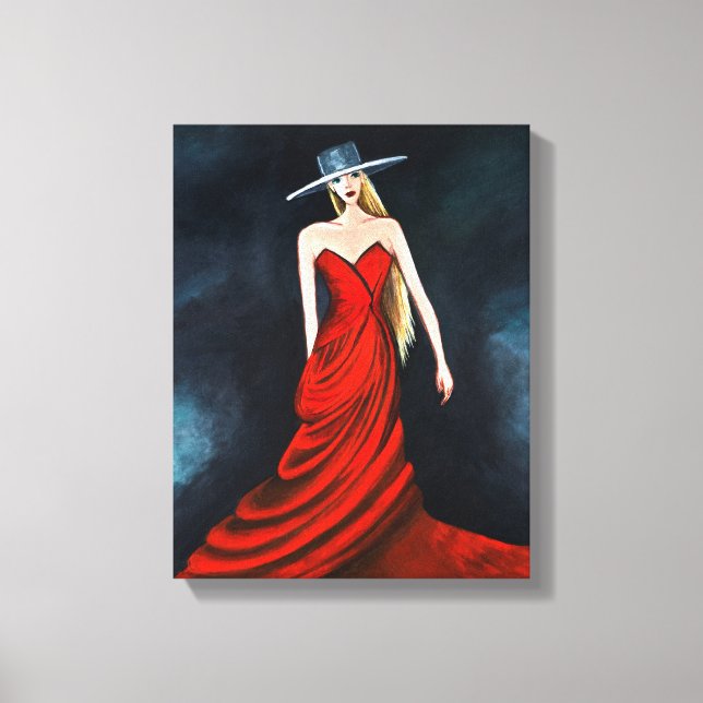 Rote Diva Malerei Einzigartiger Flamenco Tanz Kuns Leinwanddruck (Vorderseite)