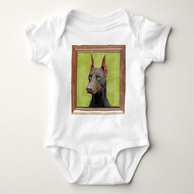 Rote Dobermannpinscher-Malerei Baby Strampler (Vorderseite)