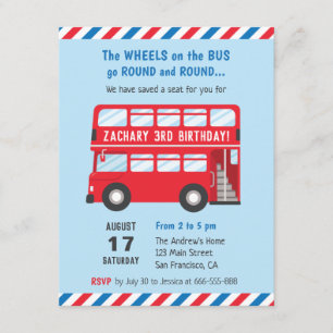 Rote Doppeldecker-London-Bus-Kinderparty-Einladung Einladung