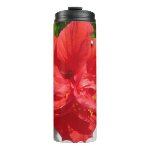 Rote doppelte Hibiskusblüte Thermosbecher