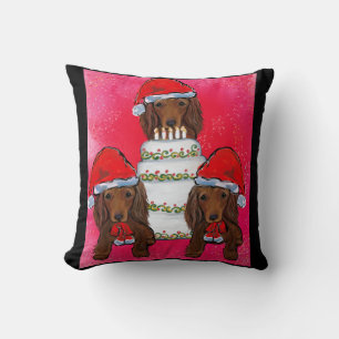Rote Doxie Weihnachtsmänner Kissen