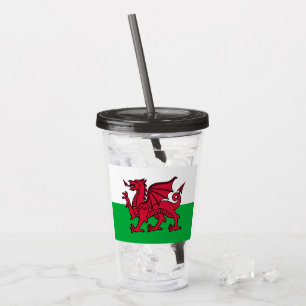 Rote Drache Keltische Flagge von Wales & Walisisch Acryltrinkbecher