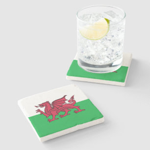 Rote Drache keltische Flagge von Wales & Walisisch Steinuntersetzer