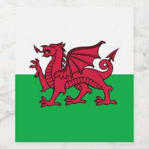 Rote Drache keltische Flagge von Wales & Walisisch Weinetikett