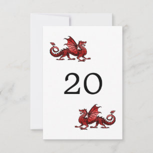 Rote Drachen-Hochzeitstischkarte Einladung