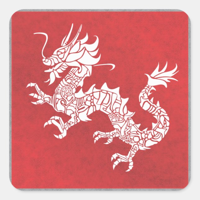 Rote Drachenaufkleber Quadratischer Aufkleber (Vorderseite)