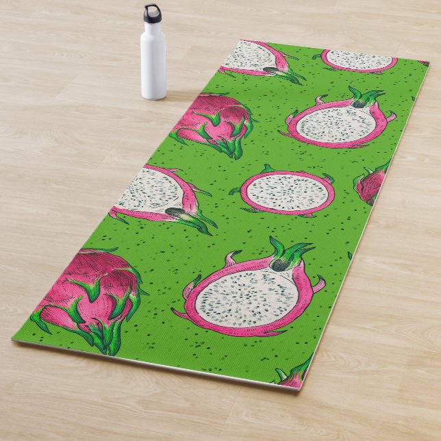 Rote Drachenfrucht auf Grün Yogamatte (Beispiel)
