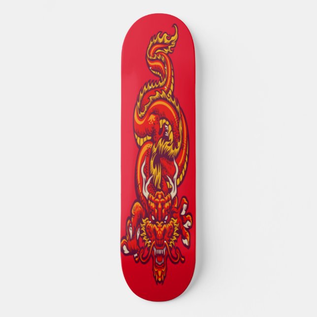 Rote Drachenkunst Skateboard (Vorderseite)