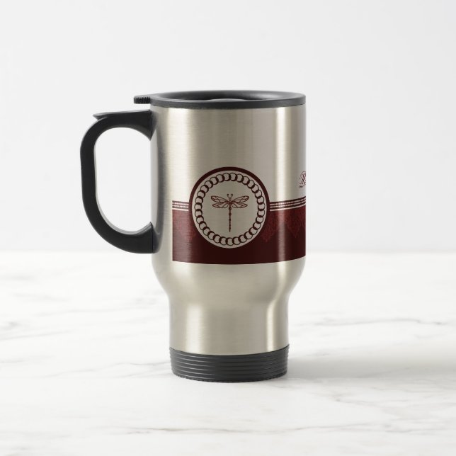 Rote Dragonfly Emblem Travel Mug Reisebecher (Links)