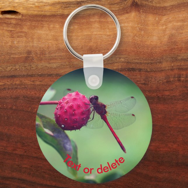Rote Dragonfly Natur Personalisiert Schlüsselanhänger (Vorderseite)
