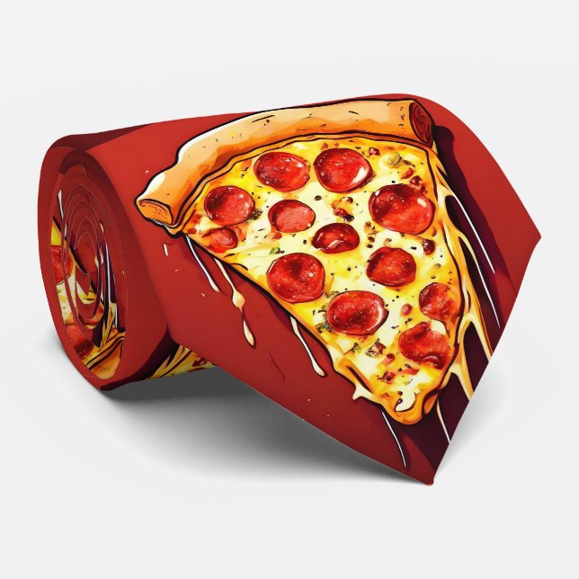 Rote Dunkle Himmlische Pizzascheibe Halsbinde Krawatte (Gerollt)