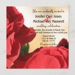 Rote EckRosen-Hochzeit Einladung