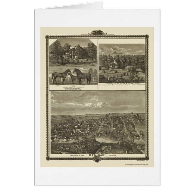 Rote Eiche, IA panoramische Karte - 1875 (Vorne)