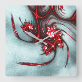 Rote Eidechse auf sandiger grauer Textur Quadratische Wanduhr