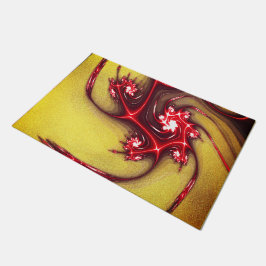 Rote Eidechse aus Fraktal auf ockerfarbenem Sand Fußmatte