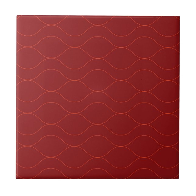 Rote, einfache, elegante, coole Wave Abstraktion A Fliese (Vorderseite)