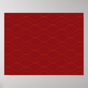 Rote, einfache, elegante, coole Wave Abstraktion A Poster