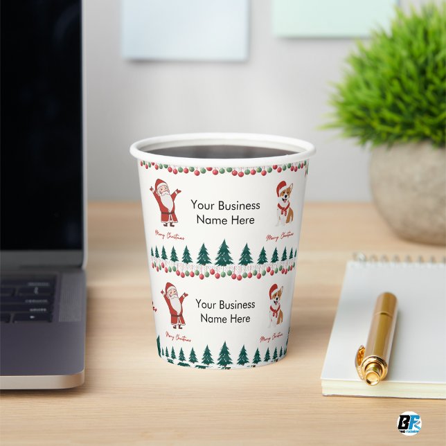 Rote einfache Frohe Weihnachten Wrap-around-Papier Pappbecher (Von Creator hochgeladen)