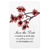 Rote Einfache Kirschblüten Save the Date